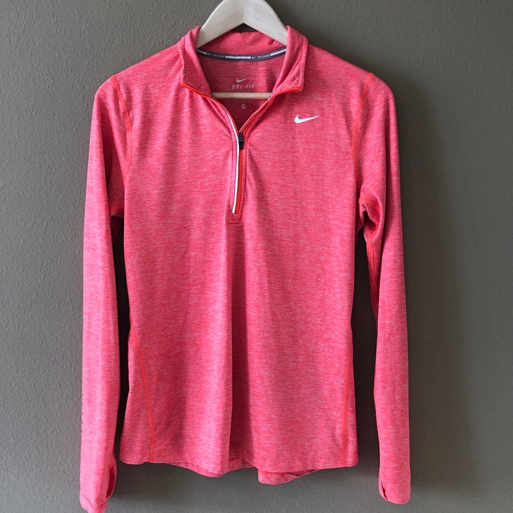 Nike DriFIT Spandex Quarter Zip- Neon Orange